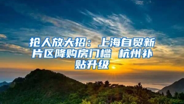 搶人放大招：上海自貿(mào)新片區(qū)降購(gòu)房門檻 杭州補(bǔ)貼升級(jí)