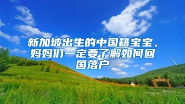 新加坡出生的中國籍寶寶，媽媽們一定要了解如何回國落戶