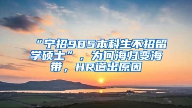 “寧招985本科生不招留學碩士”，為何海歸變海帶，HR道出原因