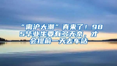 “離滬大潮”真來了！985畢業(yè)生要有多無奈，才會提前一天去車站