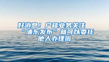 好消息！戶籍業(yè)務(wù)關(guān)注“浦東發(fā)布”就可以委托他人辦理啦