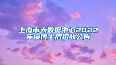 上海市大數(shù)據(jù)中心2022年度博士后招收公告