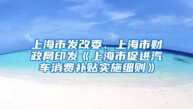 上海市發(fā)改委、上海市財(cái)政局印發(fā)《上海市促進(jìn)汽車消費(fèi)補(bǔ)貼實(shí)施細(xì)則》