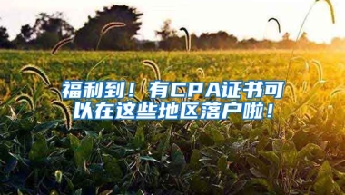 福利到！有CPA證書可以在這些地區(qū)落戶啦！