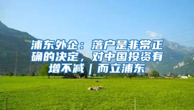 浦東外企：落戶是非常正確的決定，對(duì)中國(guó)投資有增不減｜而立浦東