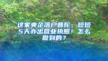 這家央企落戶普陀，短短5天辦出營業(yè)執(zhí)照！怎么做到的？