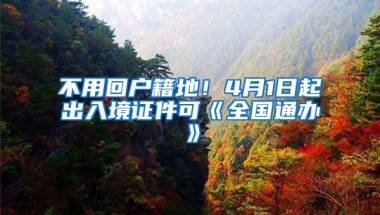 不用回戶籍地！4月1日起出入境證件可《全國(guó)通辦》