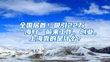 全國居首！吸引22萬“海歸”前來工作、創(chuàng)業(yè)，上海靠的是什么？