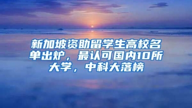 新加坡資助留學生高校名單出爐，最認可國內(nèi)10所大學，中科大落榜