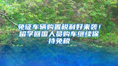 免征車輛購置稅利好來襲！留學(xué)回國人員購車?yán)^續(xù)保持免稅