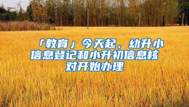 「教育」今天起，幼升小信息登記和小升初信息核對開始辦理