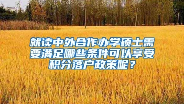 就讀中外合作辦學碩士需要滿足哪些條件可以享受積分落戶政策呢？